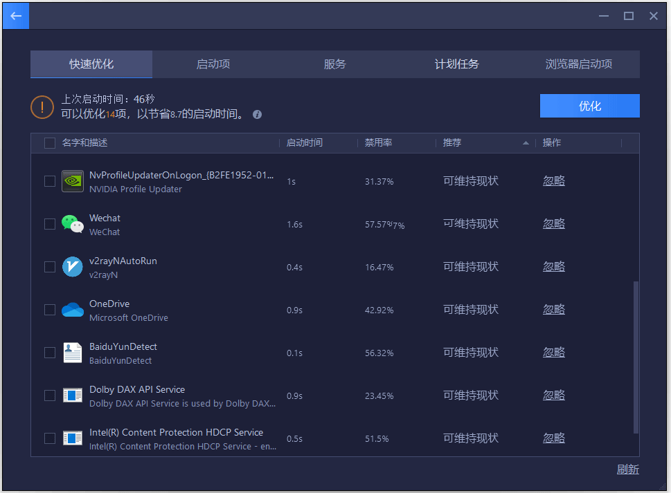 Advanced SystemCare启动项优化