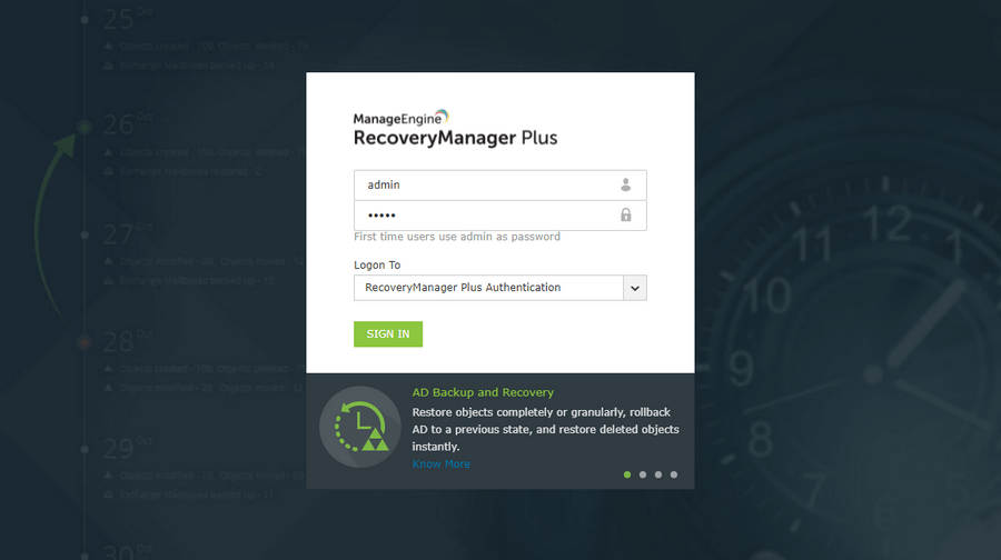 ManageEngine RecoveryManager Plus