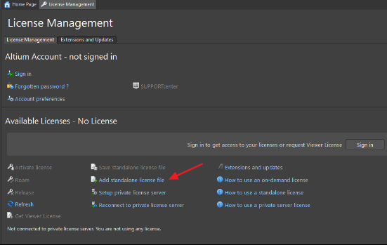 选择Add standlone license file