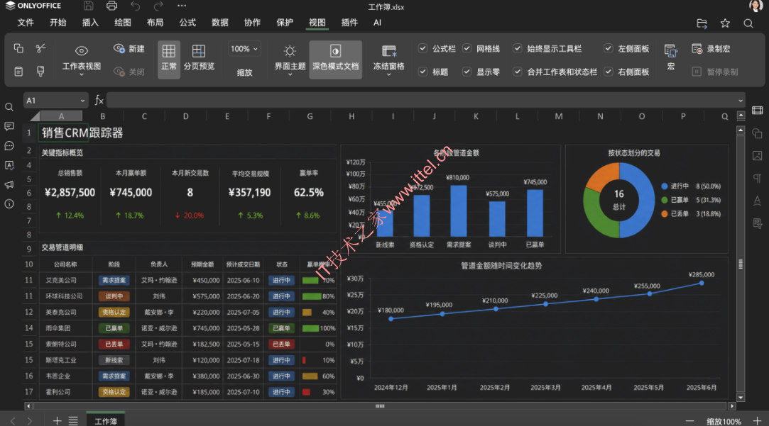 电子表格:支持深色模式